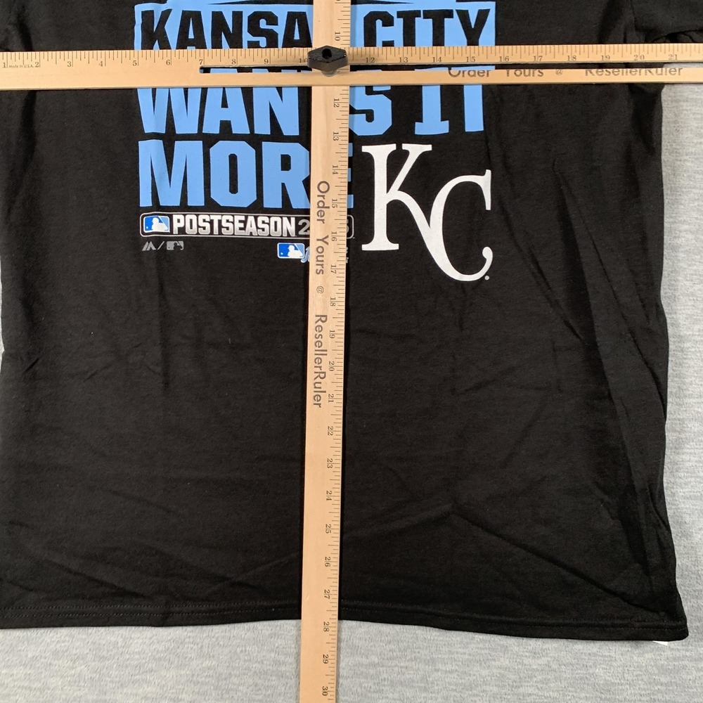 Kansas City Royals Shirt Mens Large Black MLB Baseball Majestic Postseason Tee - Picture 8 of 11